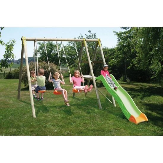 Balancoire toboggan en bois pas cher
