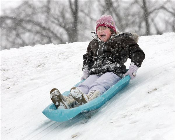 A toboggan reaches the foot
