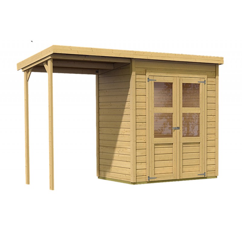 Abri jardin bois toit plat
