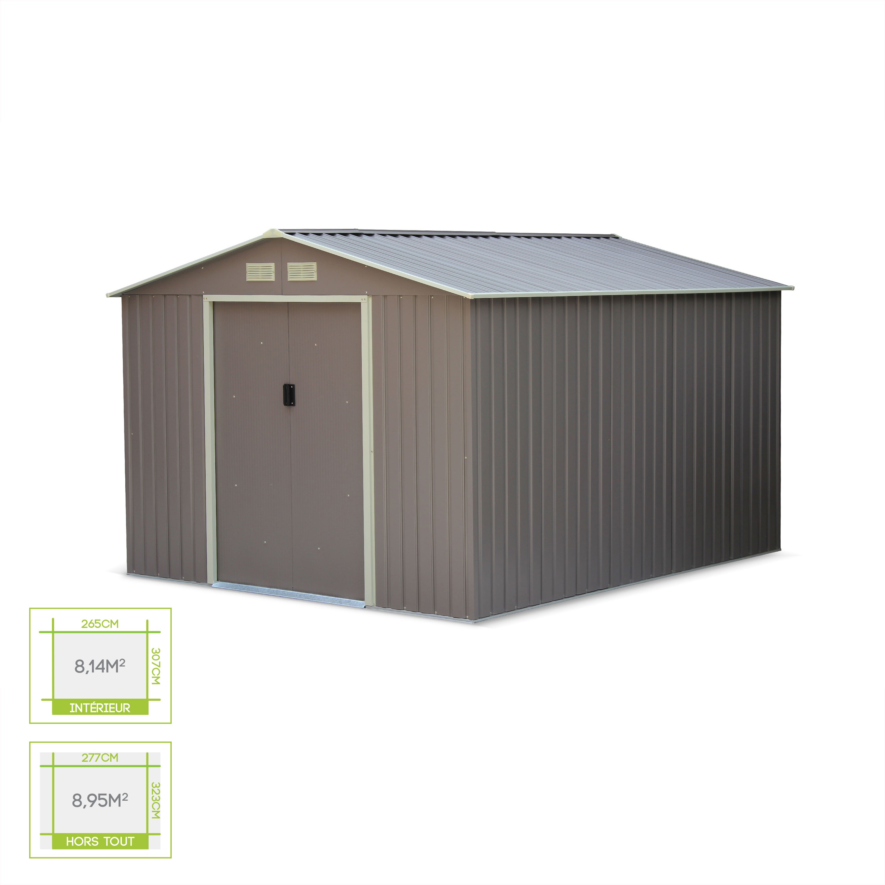 Abri de jardin 8m2 metal
