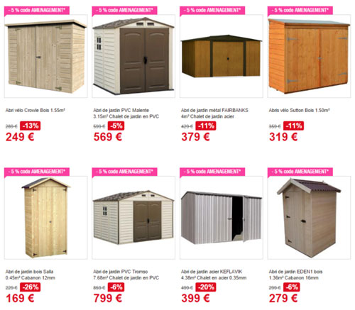 Abri de jardin en promotion
