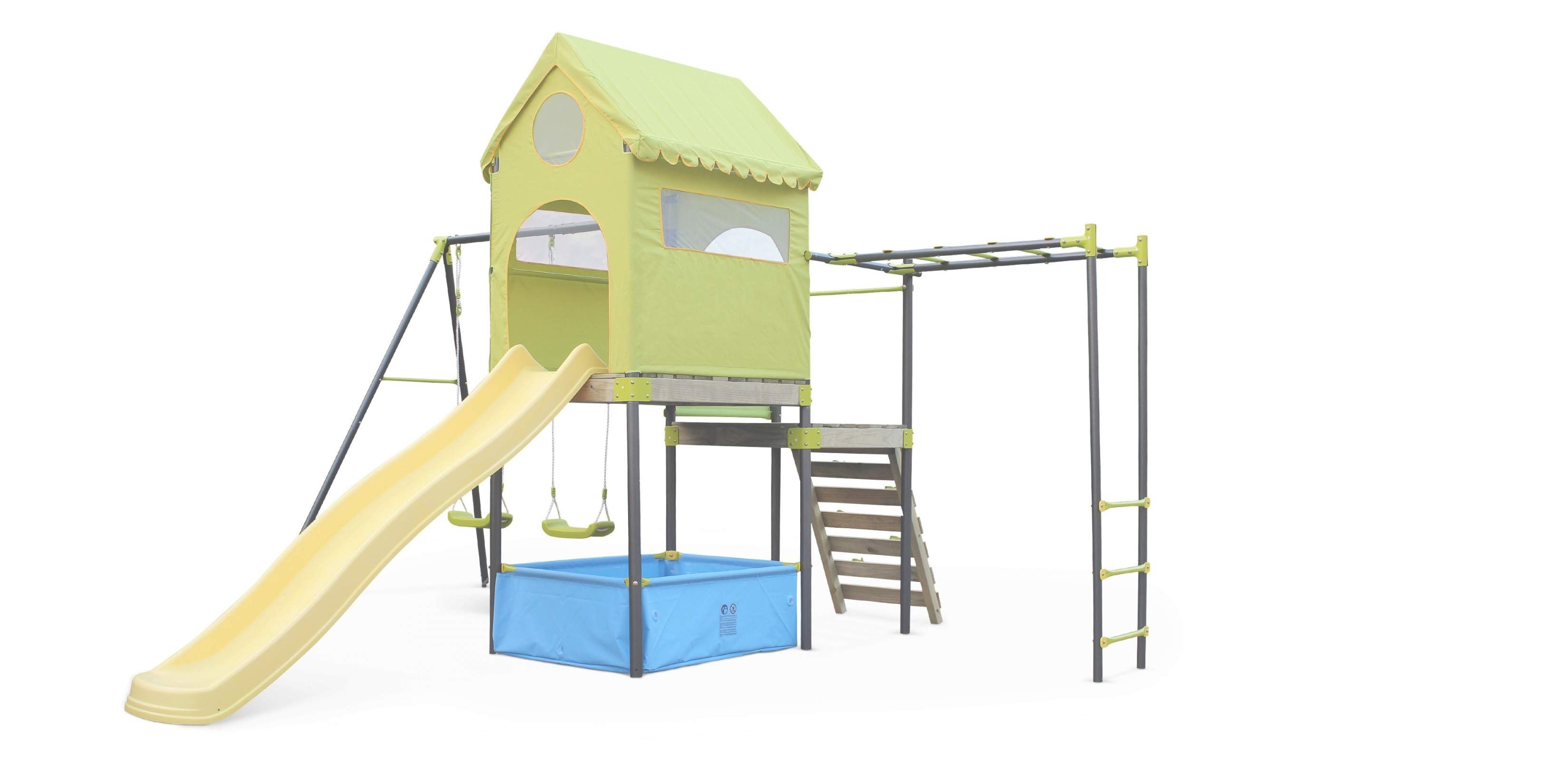 Balancoire cabane toboggan
