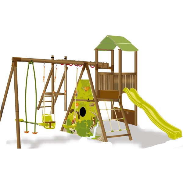 Portique toboggan balancoire pas cher
