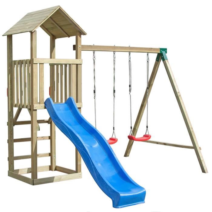 Balancoire bois avec toboggan cdiscount
