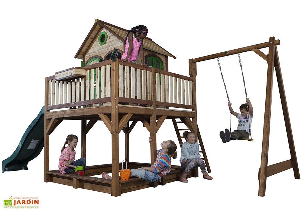 Portique balancoire et cabane
