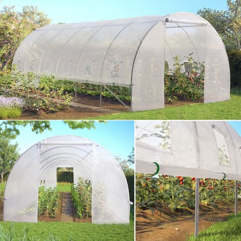 Serre de jardin tunnel 12 m2 blanche translucide 3x4 m
