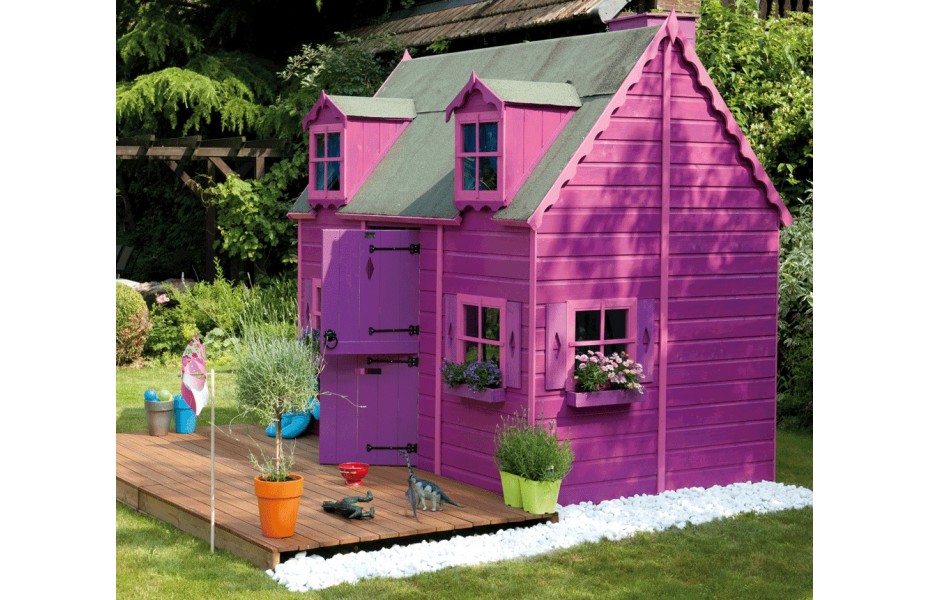Cabane de jardin rose

