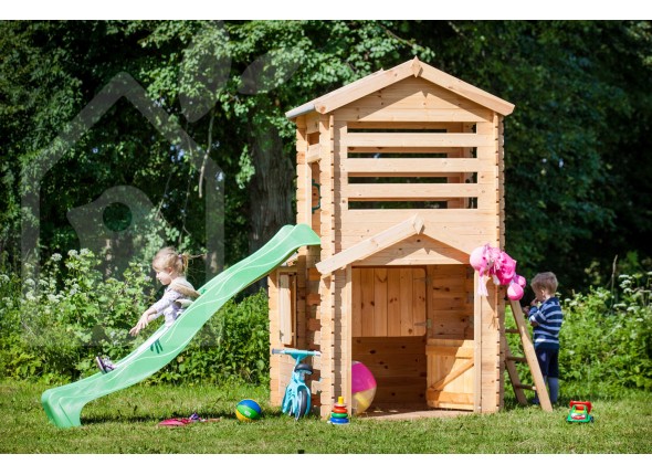 Cabane de jardin avec toboggan
