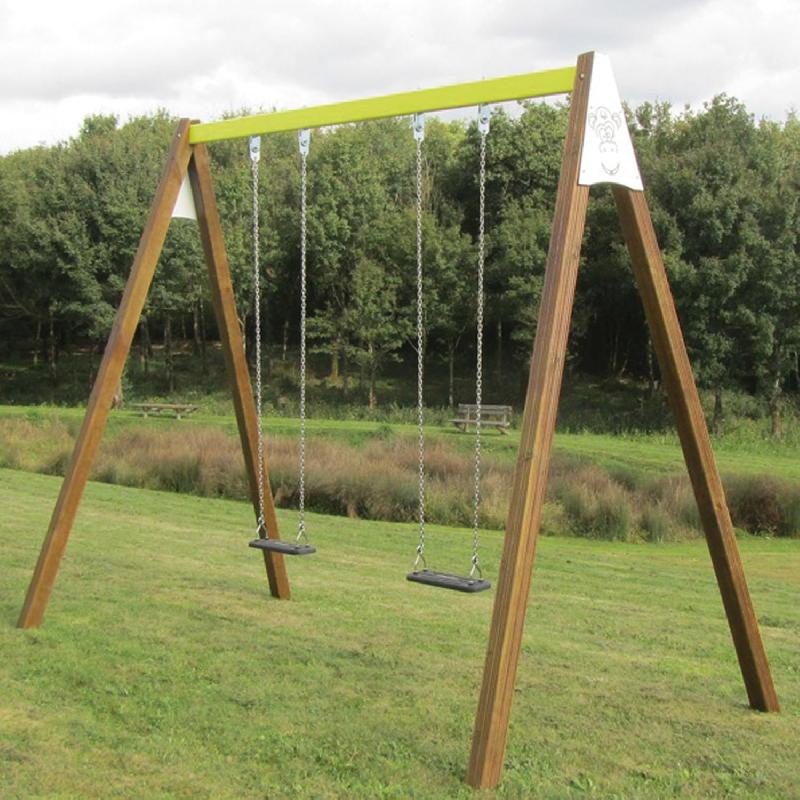 Portique balancoire bois metal

