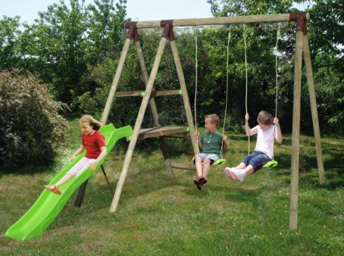 Balancoire toboggan bois pas cher
