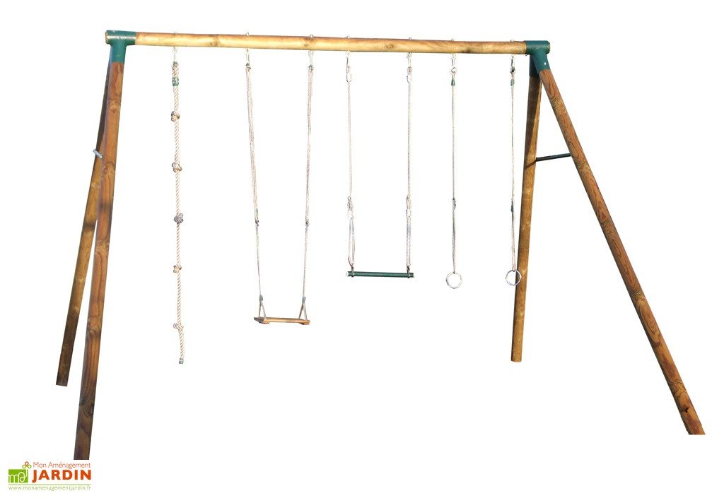 Portique d'extérieur balancoire bois
