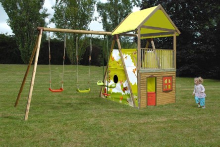 Balancoire bois avec toboggan mr bricolage
