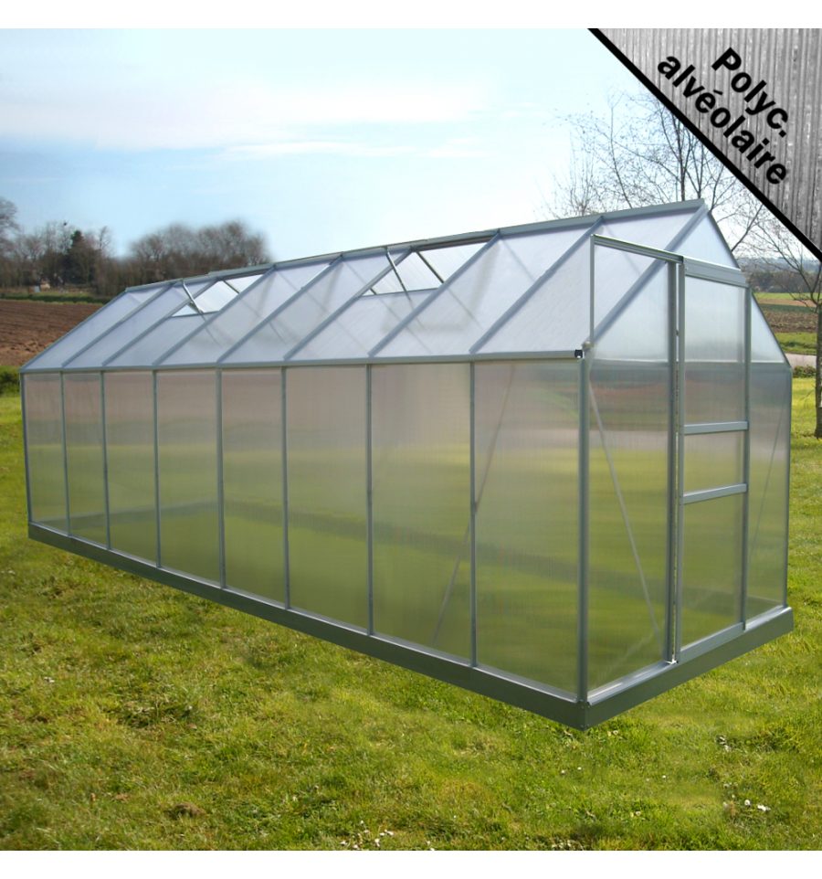 Serre de jardin polycarbonate 4 8m2 livrée avec base
