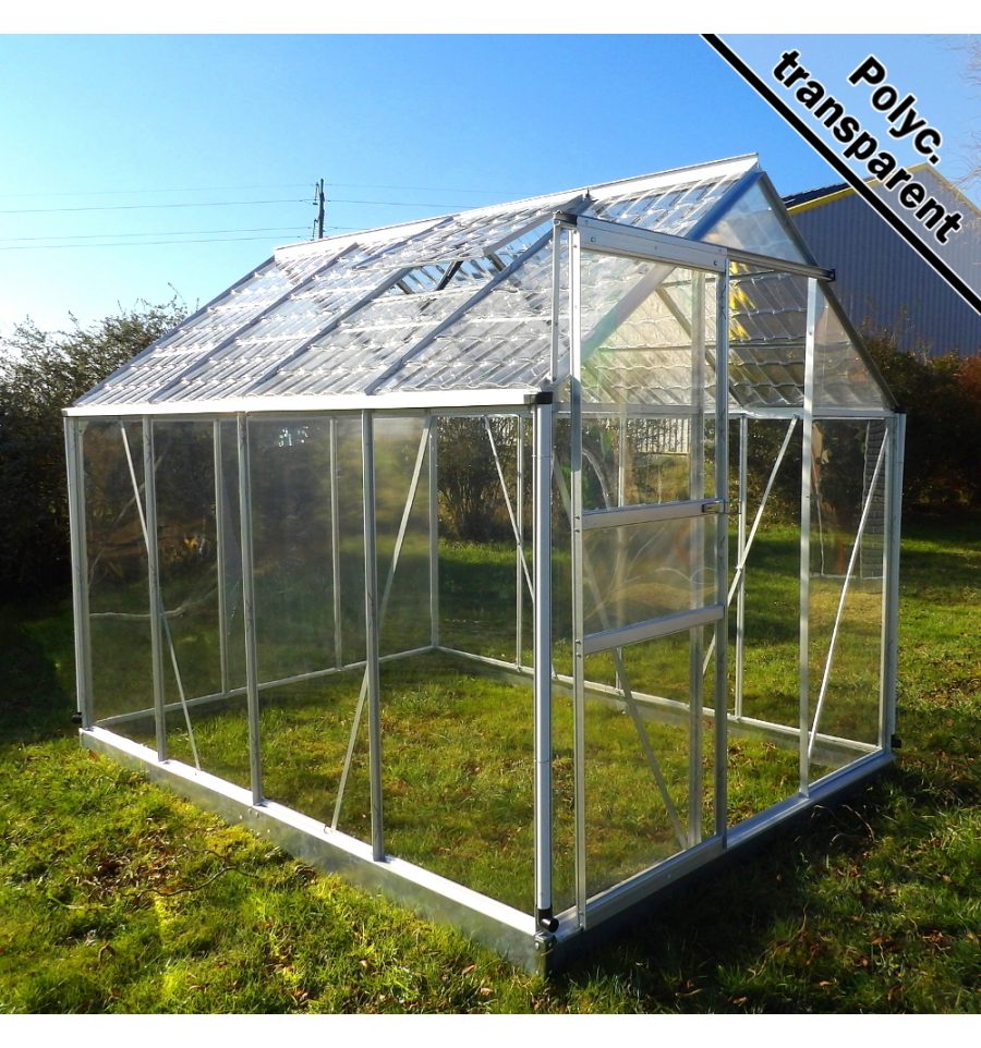 Serre de jardin en polycarbonate transparent 5m2 + embase

