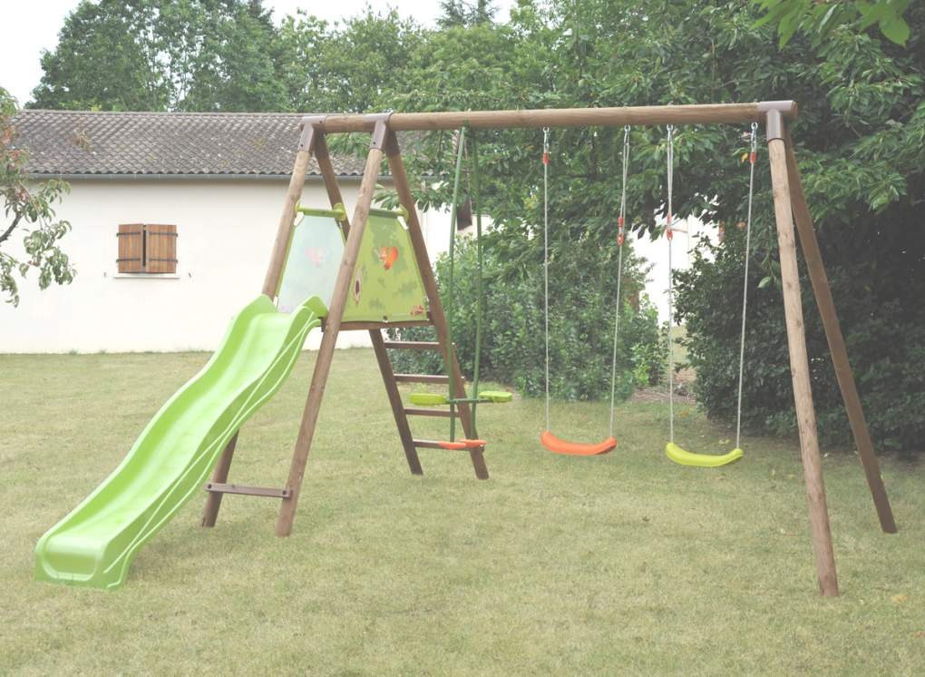 Balancoire bois avec toboggan pas cher
