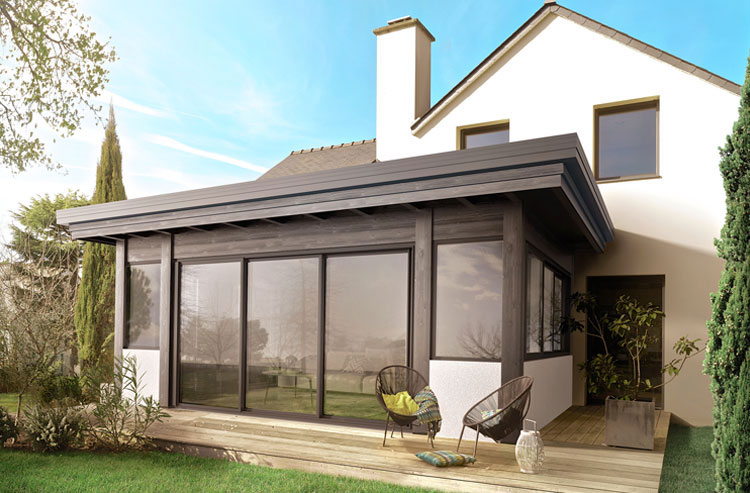 extension maison veranda toit plat