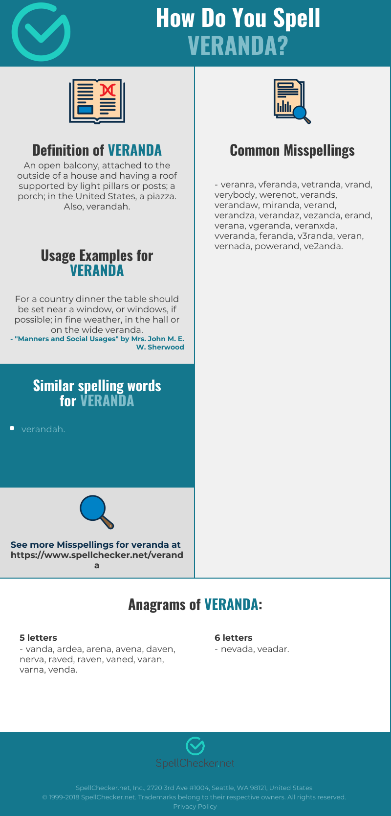 how to spell veranda in english