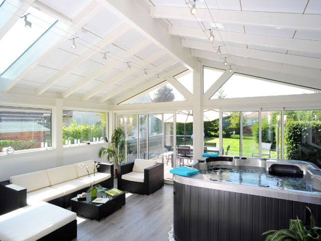 amenagement veranda avec spa