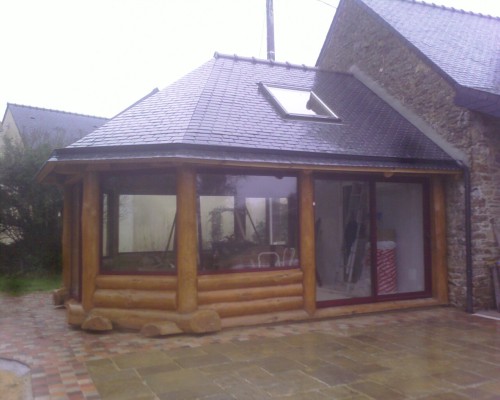 veranda rondin bois