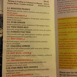 veranda thai cuisine menu