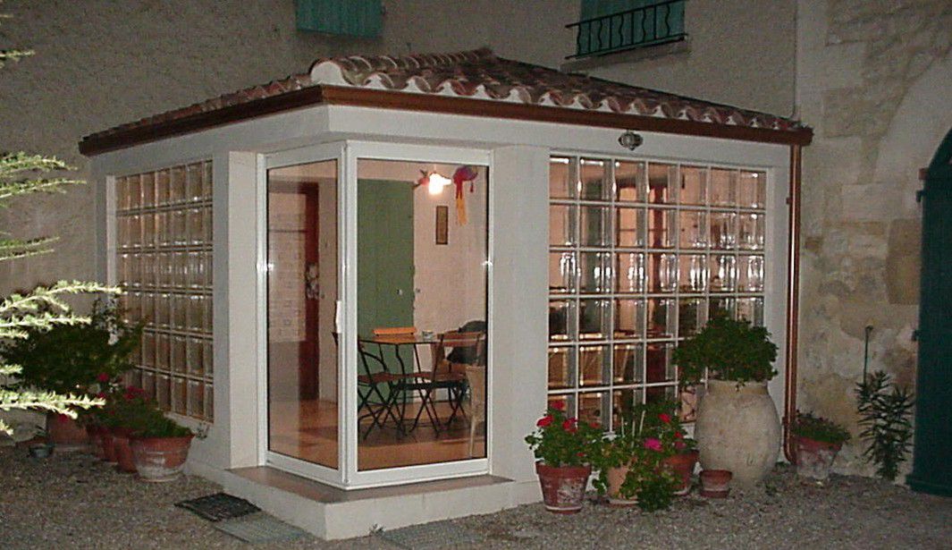 veranda en brique de verre