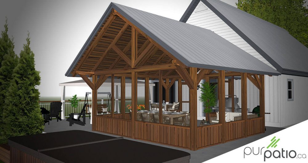 veranda avec du bois