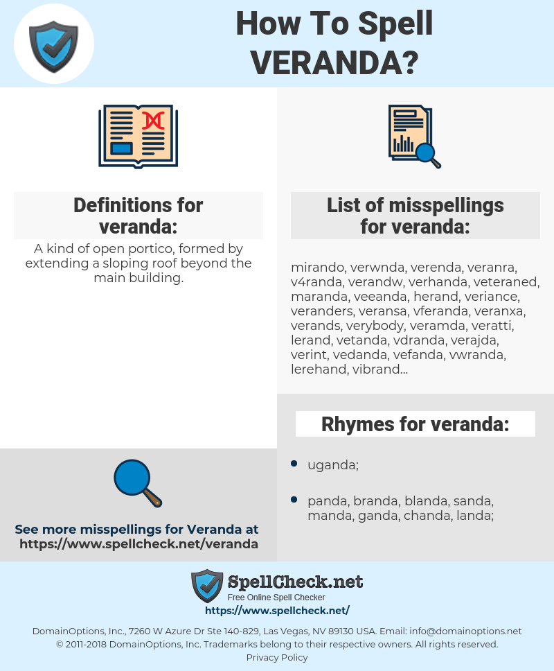 how to spell veranda in english