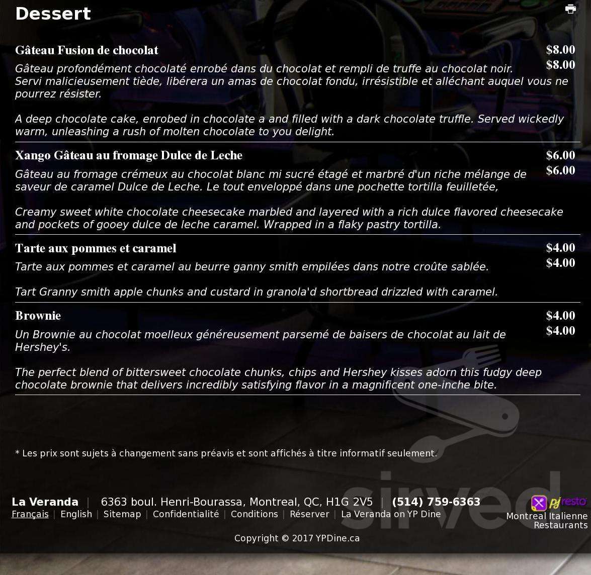 restaurant la veranda montreal nord