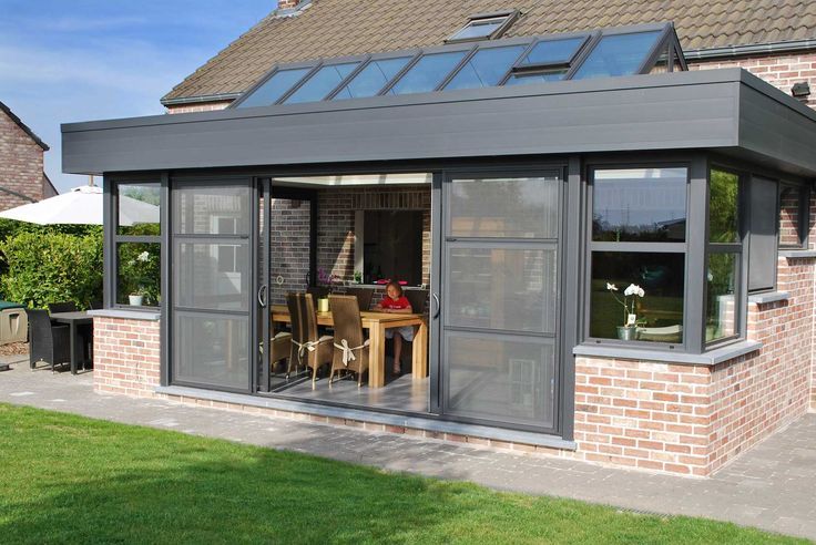 modele veranda toiture plate