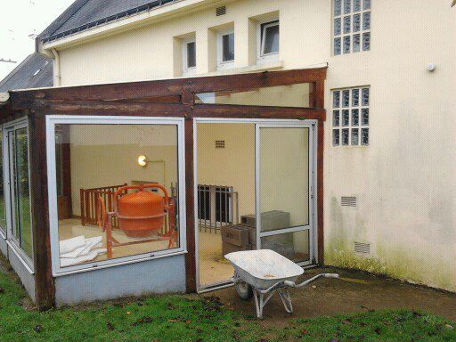 veranda sur terrasse beton