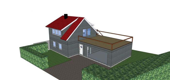 garasje med veranda