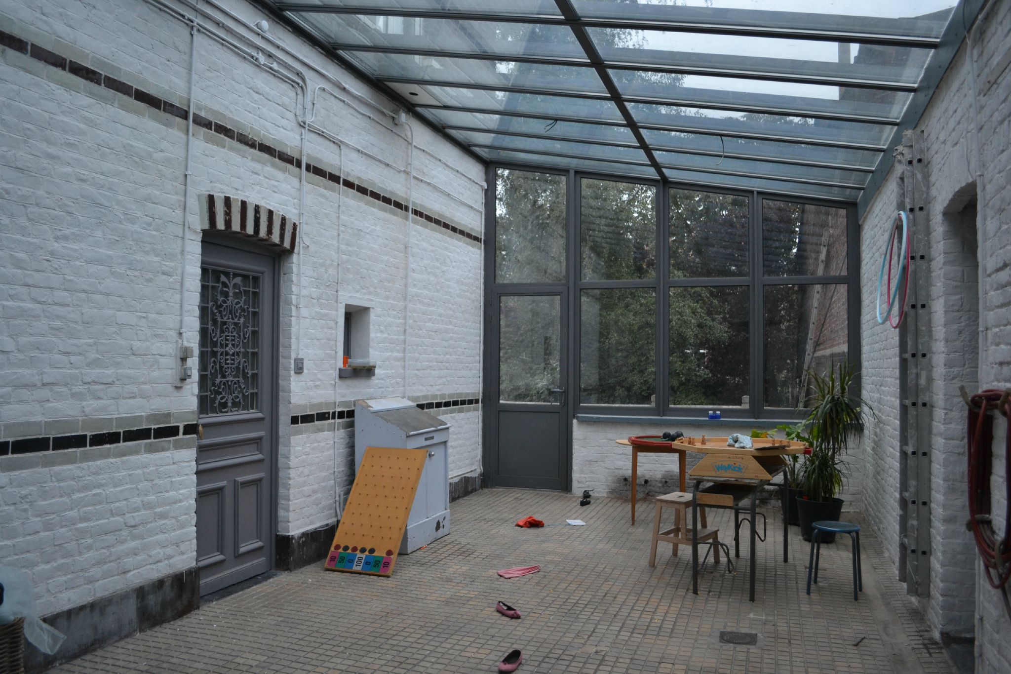 veranda en brique de verre