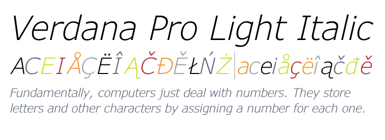 verdana light font