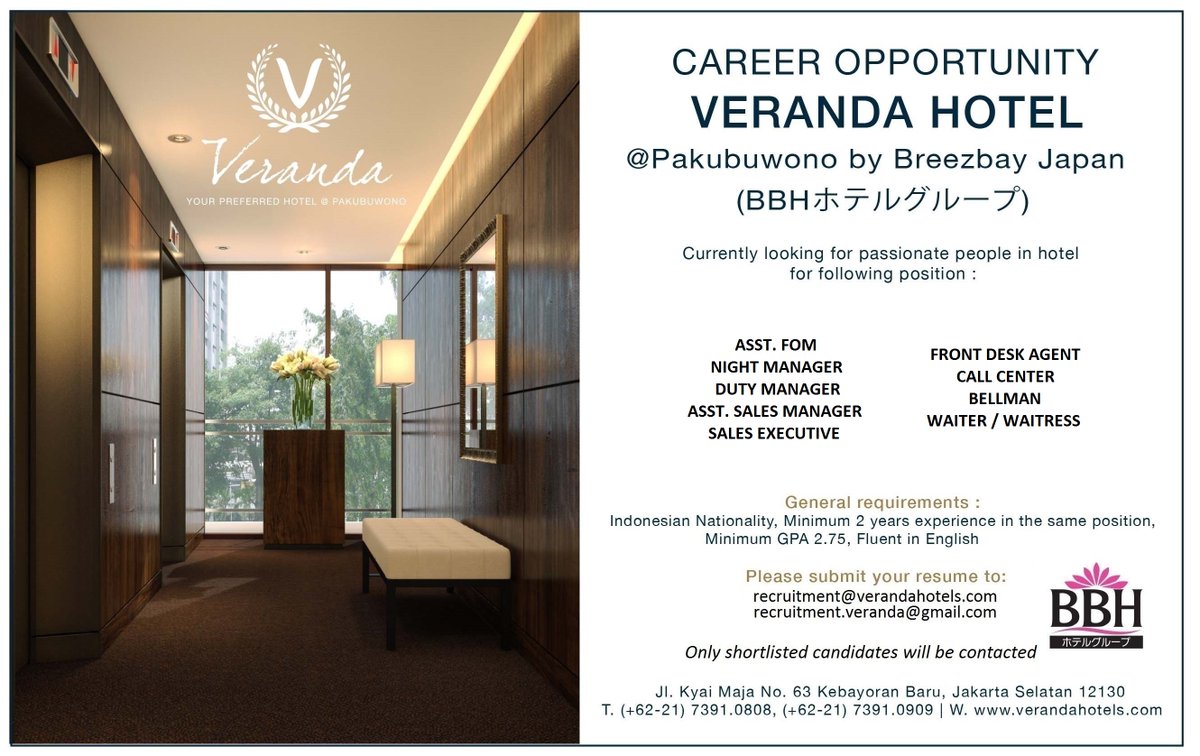 veranda hotel jakarta career