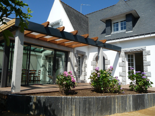 veranda sur maison neo bretonne
