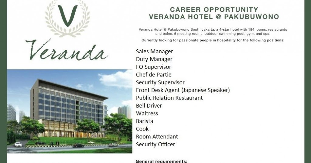 veranda hotel jobs