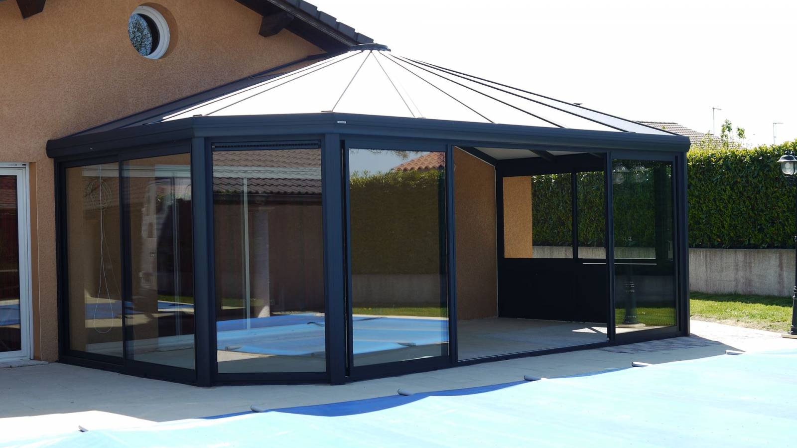 veranda toit pente