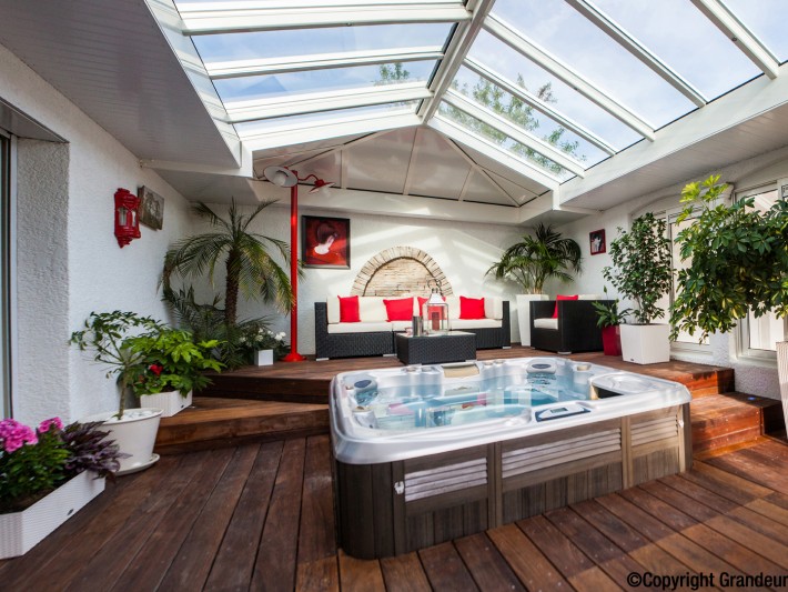 amenagement veranda avec spa