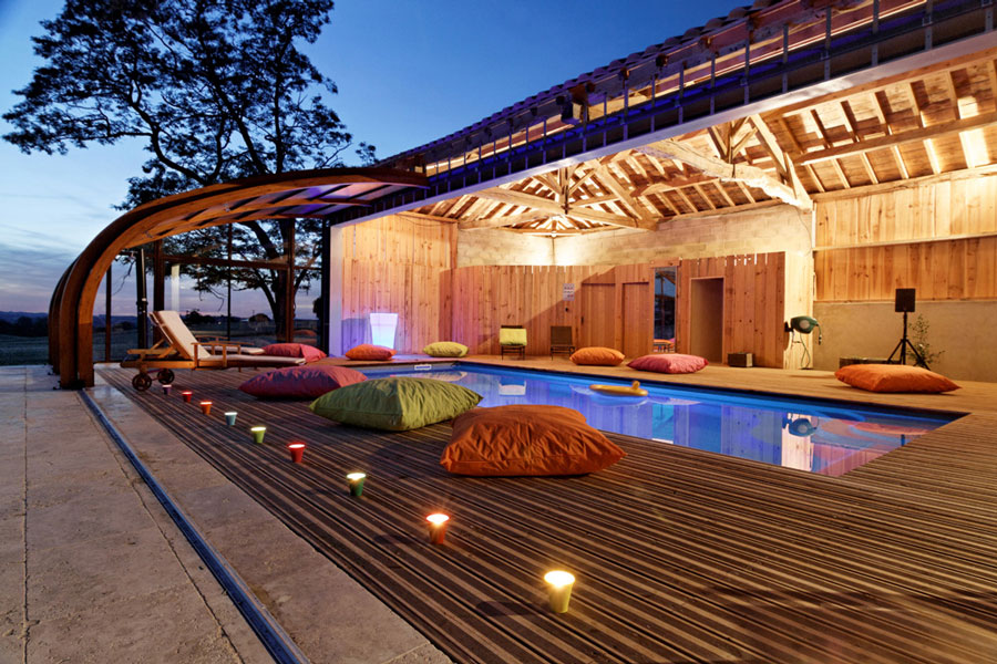 veranda piscine bois