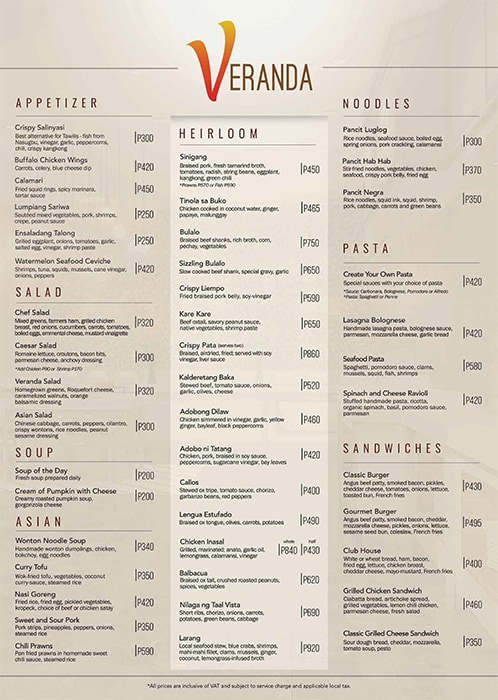 veranda hotel zomato