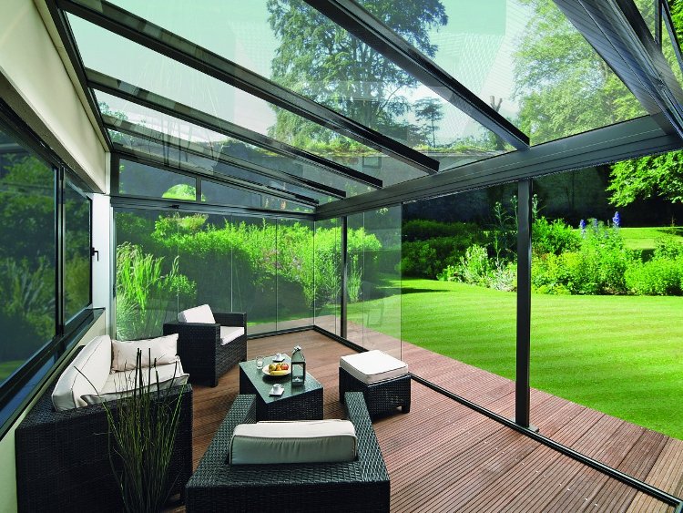 veranda avec terrasse en bois
