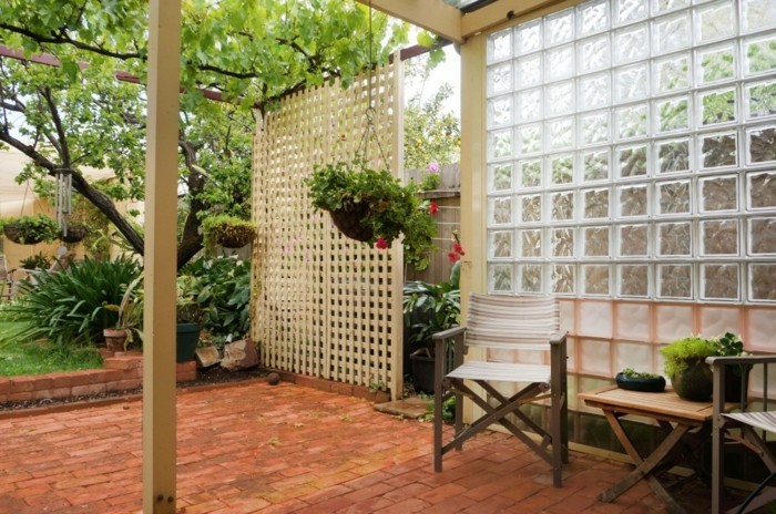 veranda en brique de verre