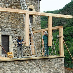 veranda bois et pierre