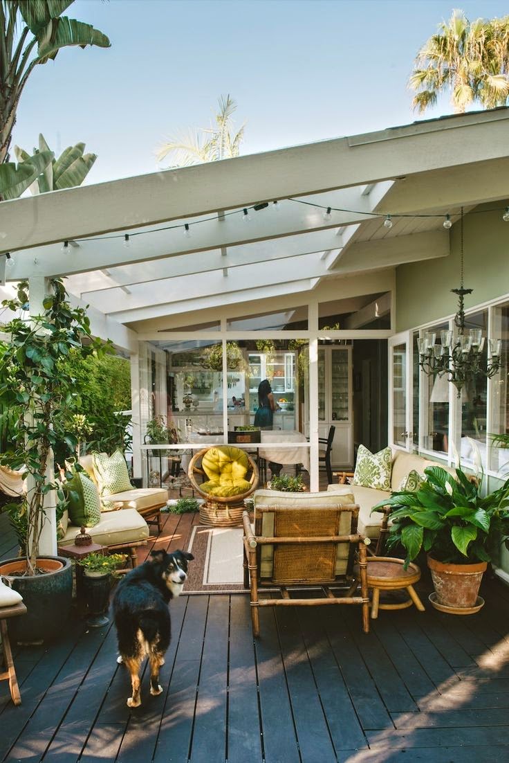 veranda verre bois