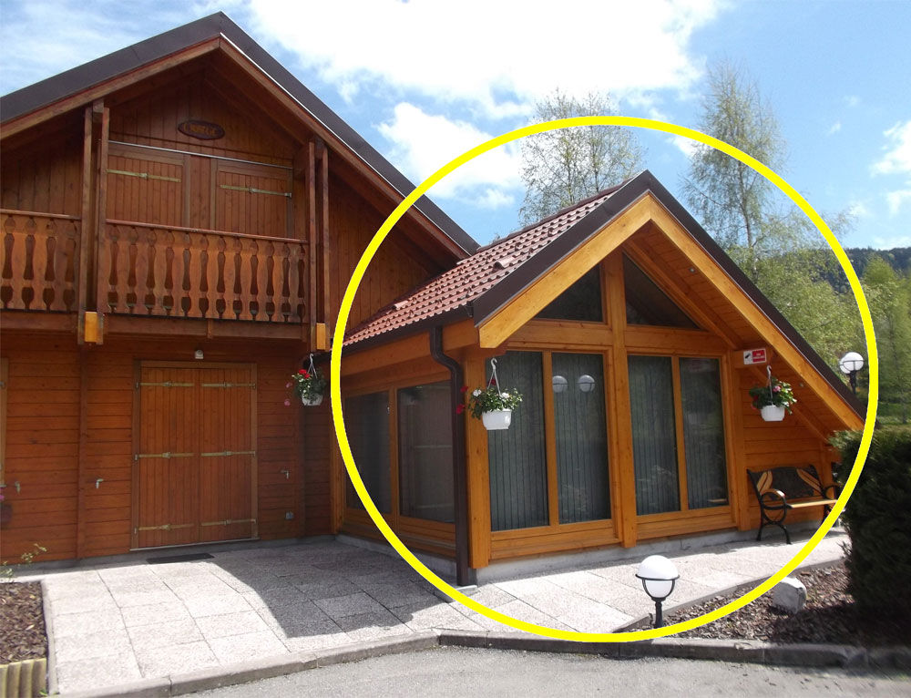 veranda bois chalet