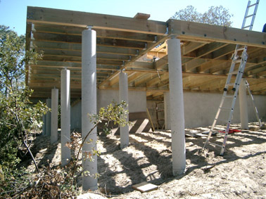 veranda beton bois