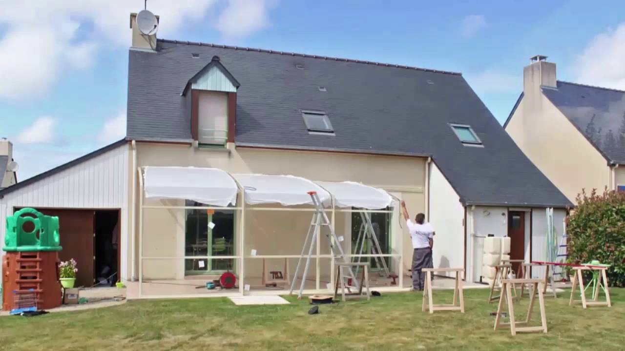 abri de jardin veranda rideau