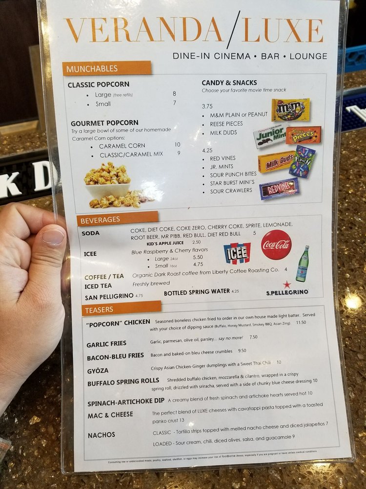 veranda luxe menu
