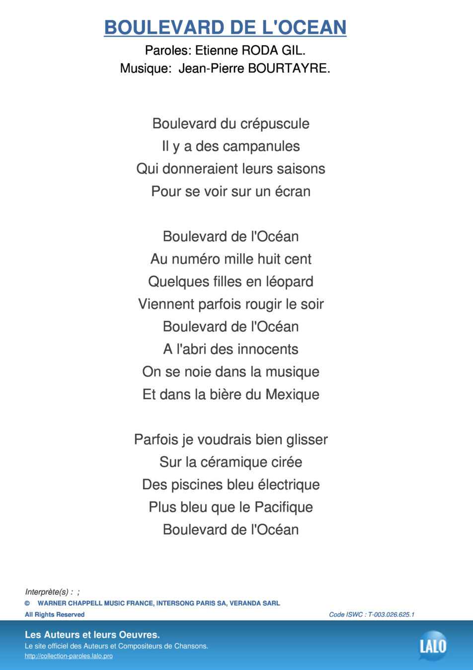 la fille de la véranda paroles
