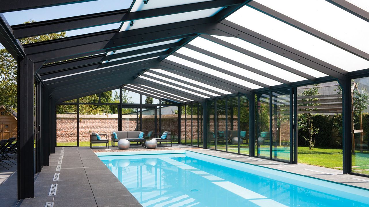 veranda verre et bleu